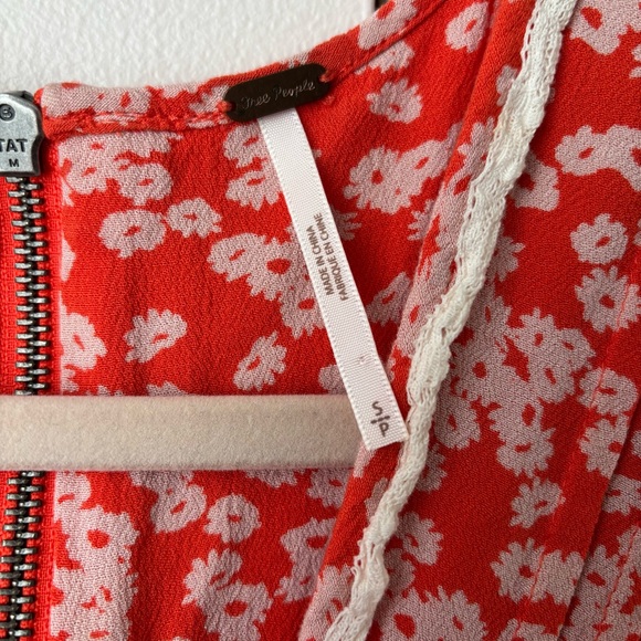 Free People Like You Best Floral Mini Dress Coral Bell Sleeve Boho Small S - Picture 3 of 6